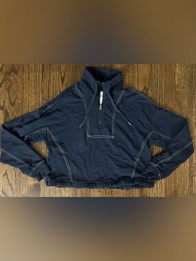 Hollister Navy Half-Zip Sweatshirt with Contrast Stitching